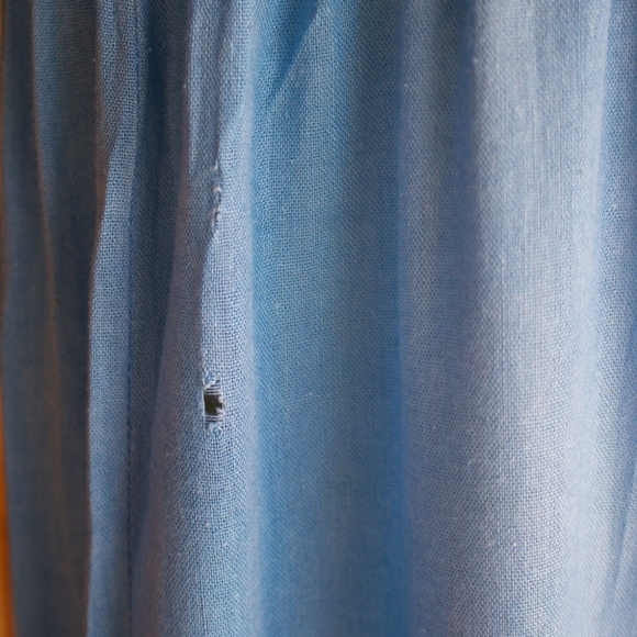 Vintage 70's Boho Handmade 100% Cotton Knit/Crochet Blue Midi Tiered Dress - Picture 15 of 17